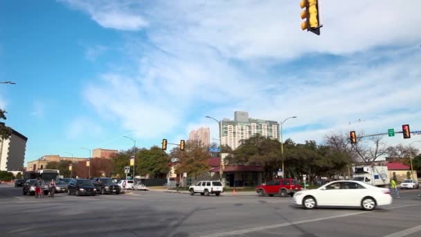 Patelnia Poziomie Ulicy Cesar Chavez Ulicy Centrum San Antonio Teksas — Wideo stockowe