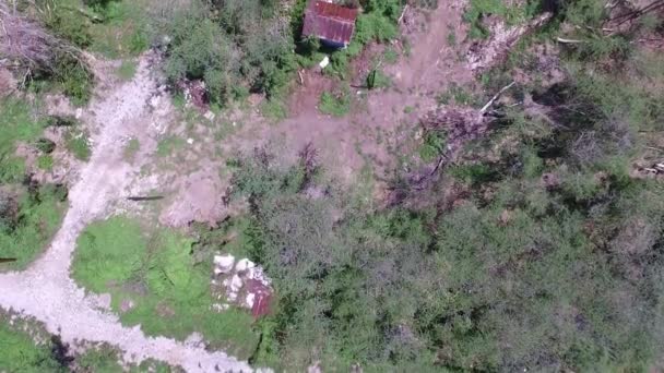 Сенитальная Воздушная Съемка Руин Какого Старинного Дома Районе Залива Гуаника — стоковое видео
