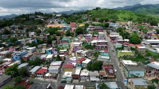 Luftaufnahme Von Ländlichen Hügelsiedlungen Yauco Puerto Rico — Stockvideo