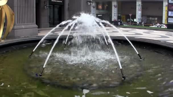 北京の噴水の近くにきちんとした王府井通り — ストック動画