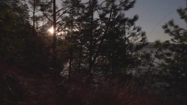 Hermosa Caminata Matutina Alrededor Lago Amanecer Con Impresionantes Vistas Ambiente — Vídeos de Stock