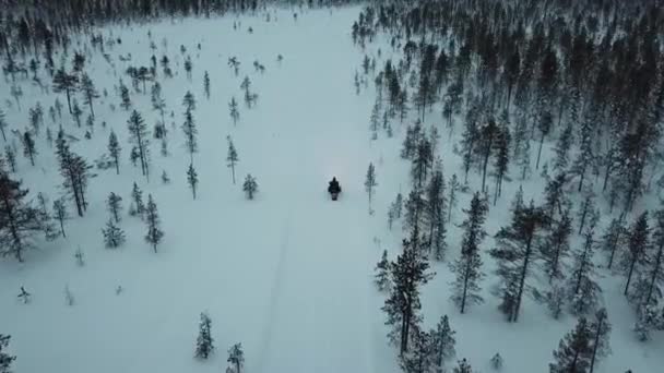 Persecución Una Moto Nieve Desierto Final — Vídeos de Stock