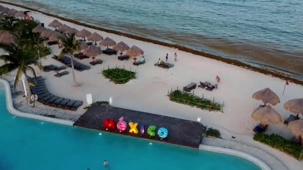 Ariel Drone Footage Ocean Riviera Paradise Resort Playa Del Carmen — Vídeo de Stock