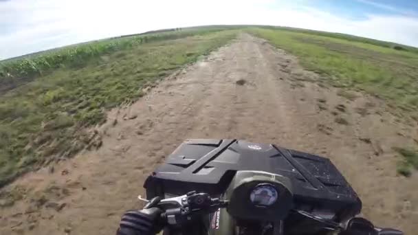 Riding Atv Open Land — Stock Video