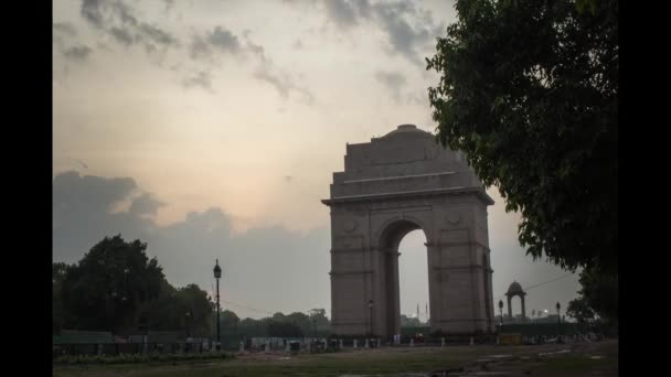 Lapso Tempo Nascer Sol Tiro Portão Índia Nova Índia Delhi — Vídeo de Stock