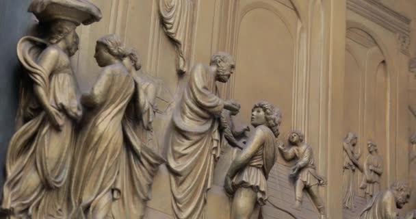 Porta Bronze Batistério Fora Duomo Florença Cattedrale Della Maria Del — Vídeo de Stock