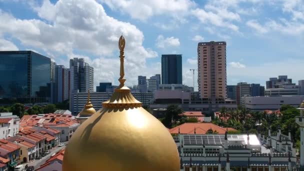Drone Volar Sobre Mezquita Singapur — Vídeos de Stock