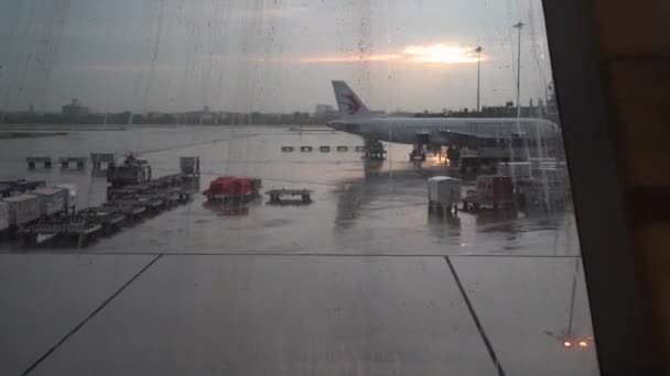 Aeropuerto Internacional Suvarnabhumi Bangkok Tailandia Timelapse Cámara Deslizante — Vídeos de Stock