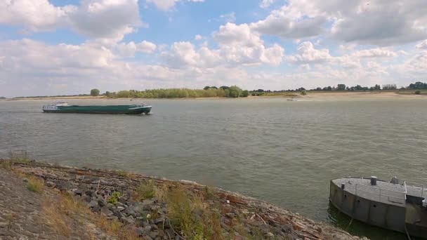 Binnenvaartschip Passeert Emmerich Rhein — Stockvideo