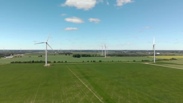 Parque Eólico Melancthon Ontario Canadá Aérea Lenta — Vídeos de Stock