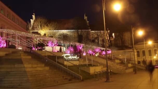 Decoraciones Ciudad Navidad Caducidad Recurrente Vilna Lituania — Vídeos de Stock