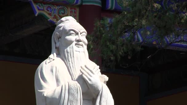 Närbild Konfucius Staty Kina — Stockvideo