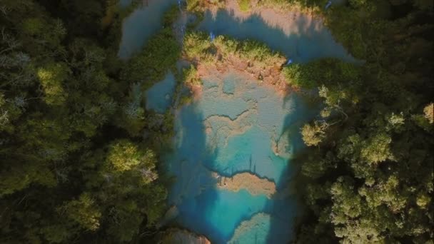 Zoom Aérien Sur Les Piscines Champey Semuc Dans Forêt Guatemala — Video