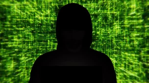 Anonymní Hacker Cyber Security Attack Dark Web Cybercrime Computer Hacked — Stock video