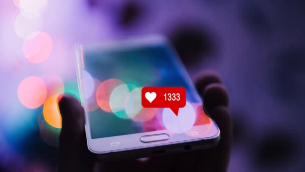 Sociala Medier Älskar Hits Smarttelefon — Stockvideo