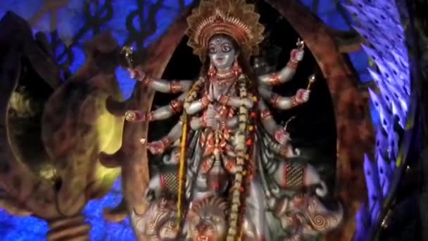 Konzeptgöttin Durga Idol Während Der Durga Puja Feierlichkeiten — Stockvideo