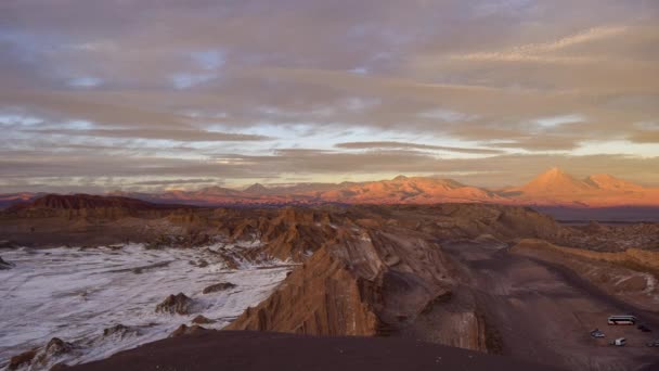 Timelapse Nella Moon Valley Deserto Atacama Cile Durante Tramonto Incredibile — Video Stock