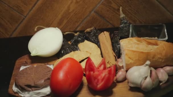 Ingredientes Moles Mexicanos Para Receita — Vídeo de Stock