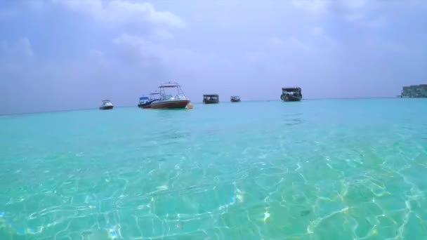 Мальдіви Очищають Тропічну Воду Піщаний Пляж Приємному Місці — стокове відео