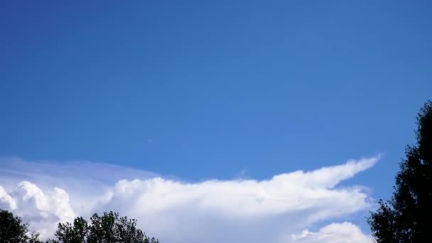 Tijdsverloop Van Wolken Met Heldere Blauwe Lucht Erboven — Stockvideo