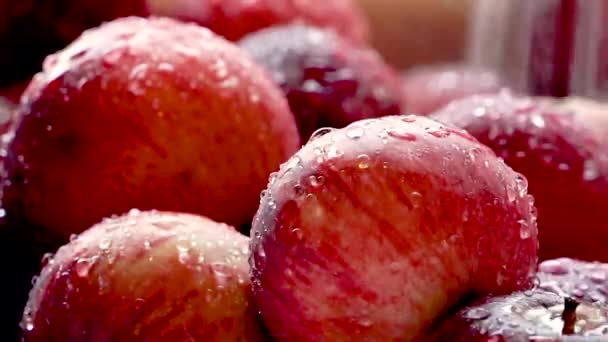 Images Rapprochées Pommes Biologiques Cultivées Pays Qui Sont Lavées — Video