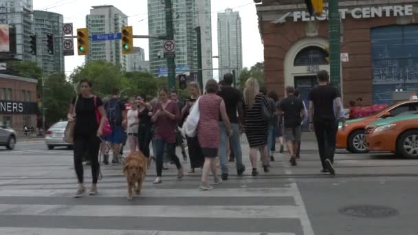 Spadina King Köşesinde Güzel Bir Kadın Elinde Kahveyle Yanımızdan Geçiyor — Stok video