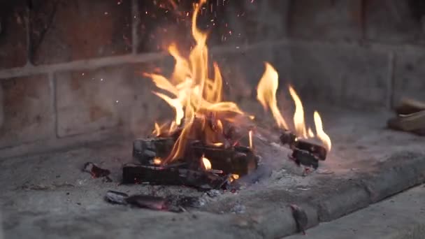 Fuego Brasa Antes Asar — Vídeo de stock