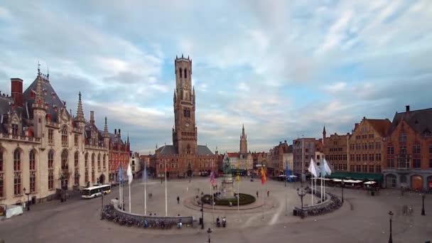 Bruges Brugge Piazza Del Mercato Timelapse — Video Stock