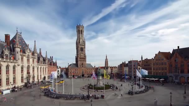 Bruges Brugge Market Square Timelapse — Vídeo de Stock