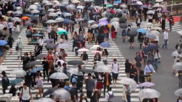 東京の有名な渋谷交差点を歩く歩行者 — ストック動画