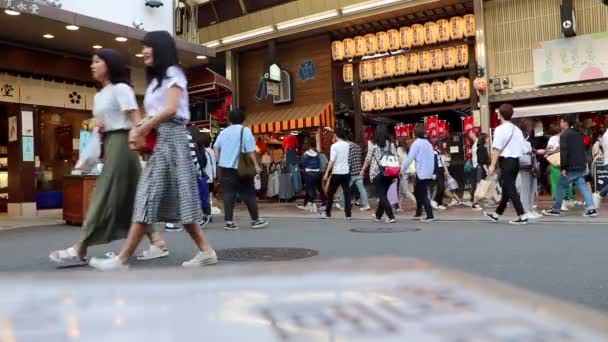 Пішоходи Які Ходять Вулицями Гіону Кіото Японія — стокове відео