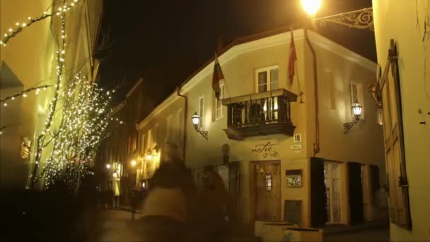 Città Vecchia Vilnius Notte Scadenza Temporale — Video Stock