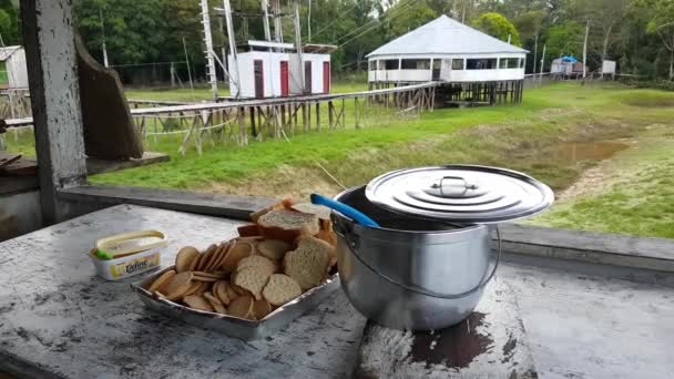 Frukost Amazonas Skog Brasilien — Stockvideo