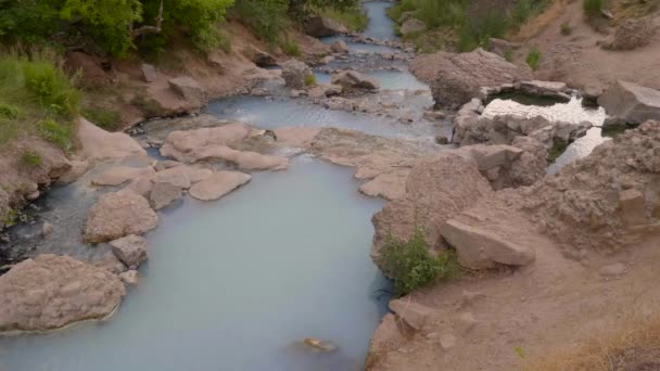 Ongelooflijke Blauwe Hete Bron Rivier Een Prachtig Landschap — Stockvideo