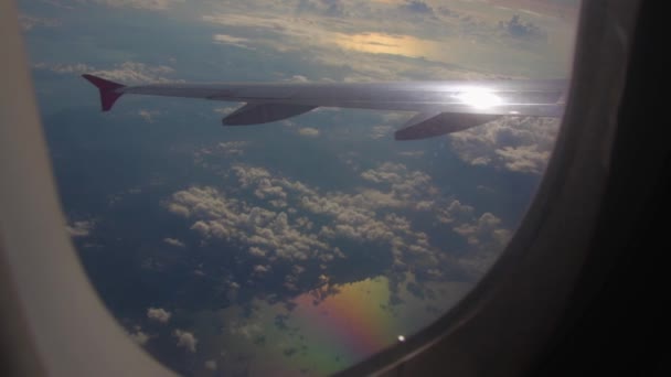 Vista Janela Dentro Avião Câmara Lenta Viaje Manila Filipinas Para — Vídeo de Stock