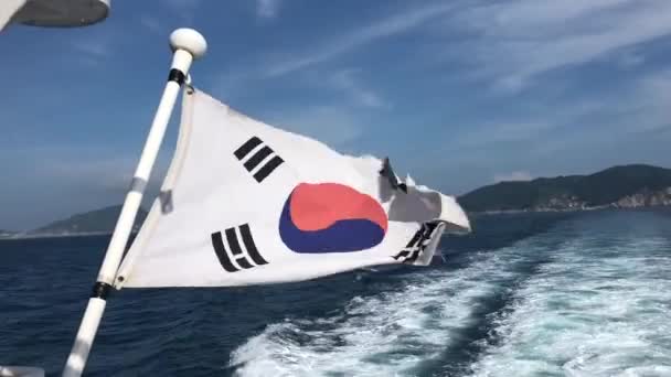 Güney Kore Tong Yeong Yakınlarında Bir Feribotta Ulusal Kurtuluş Günü — Stok video
