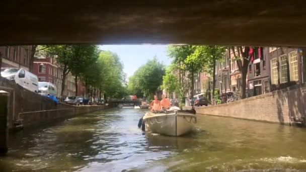 Voyage Bateau Travers Les Canaux Amsterdam — Video