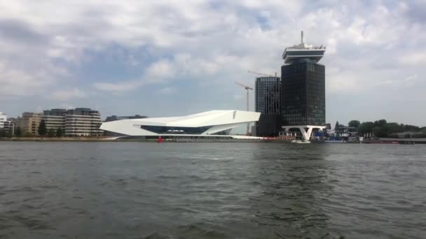 Прогулка Лодке Каналам Амстердама — стоковое видео