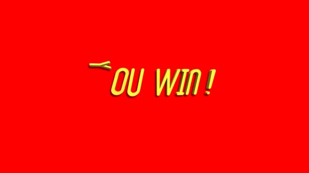 You Win Motion Graphics Animation Red Background — Stock video