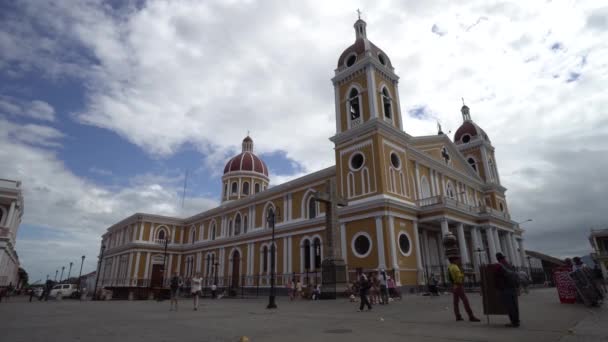 Interesante Vista Catedral Granada Nicaragua Ubicada Centroamérica Hermoso Edificio Con — Vídeos de Stock