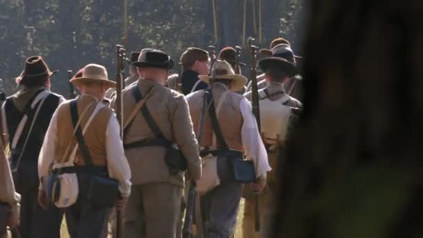 Vista Dos Soldados Confederados Marchando — Vídeo de Stock