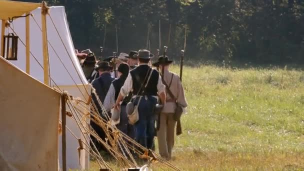 Vista Dos Soldados Confederados Marchando — Vídeo de Stock