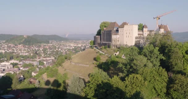 Castillo Lenzburg Por Mañana — Vídeo de stock