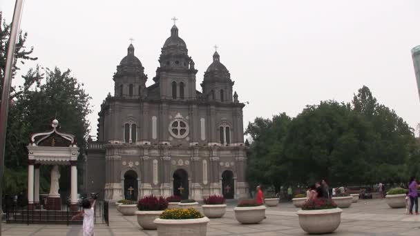 Sankt Josefs Kyrka Peking Kina — Stockvideo