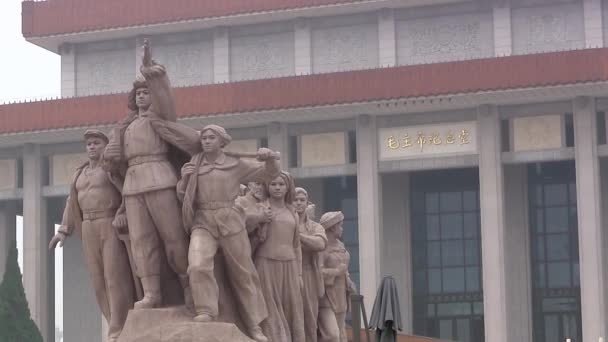 Primer Plano Del Monumento Plaza Tiananmen Pekín China — Vídeo de stock