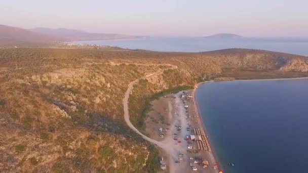 Grecka Plaża Zachodzie Słońca Czas Laty — Wideo stockowe