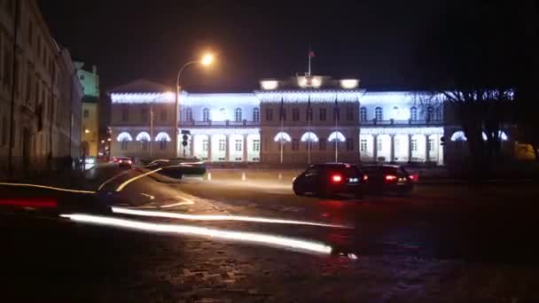 Litauens Formandskab Nattetrafik Tidshorisont Vilnius – Stock-video