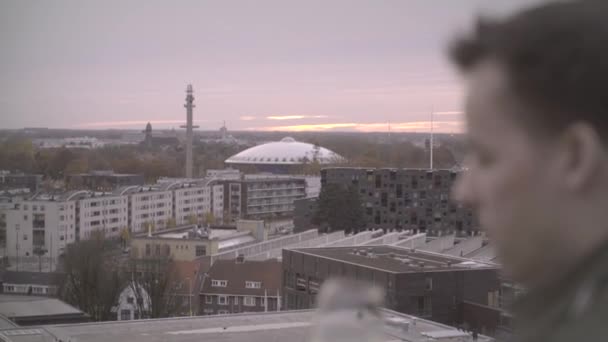 Cityview Eindhoven Com Edifício Ufo Evoluon Casa Futuro Tipo Primeiro — Vídeo de Stock