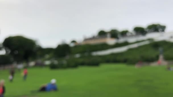 Vue Non Ciblée Parc Devant Fort Mackinac Sur Île Mackinac — Video