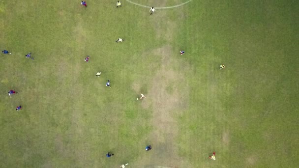 コスタリカのスタジアムでサッカーをしている人々 空中ドローンが明らかに — ストック動画